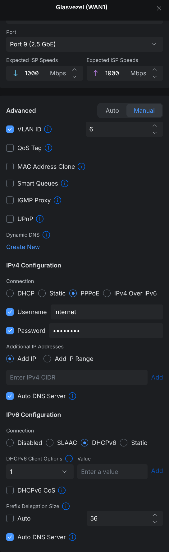 Unifi WAN settings